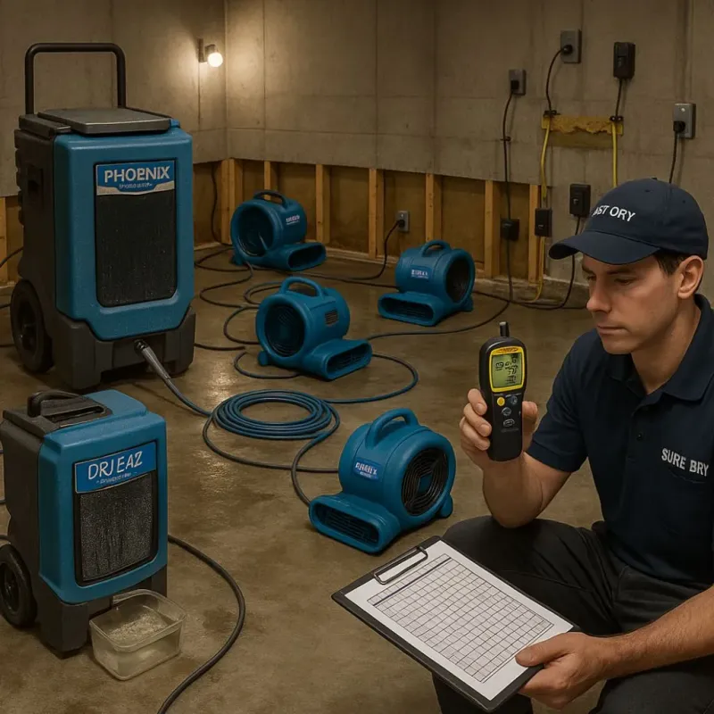 Structural Drying and Dehumidification process in Rosedale, CA